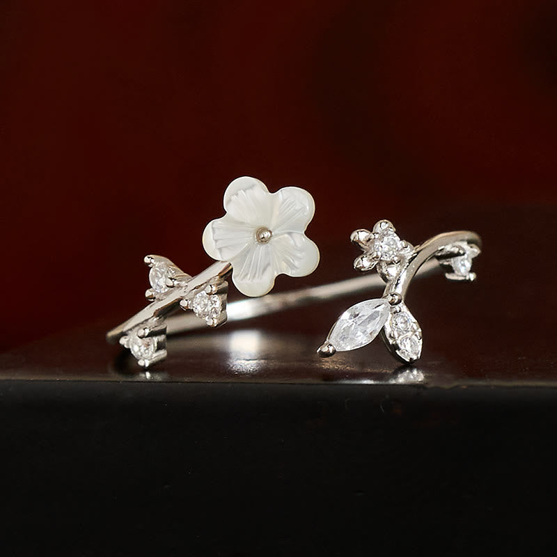 Bague de bénédiction ajustable en argent sterling 925 avec motif floral blanc et Buddha Stones - image 11