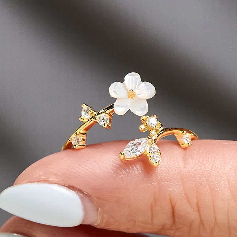 Bague de bénédiction ajustable en argent sterling 925 avec motif floral blanc et Buddha Stones - image 19