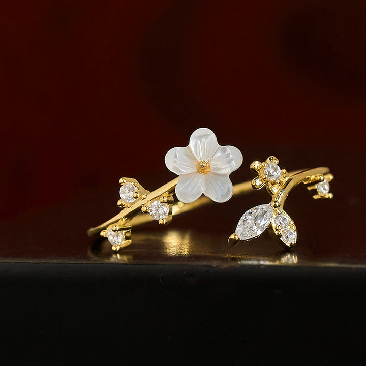 Bague de bénédiction ajustable en argent sterling 925 avec motif floral blanc et Buddha Stones - image 18