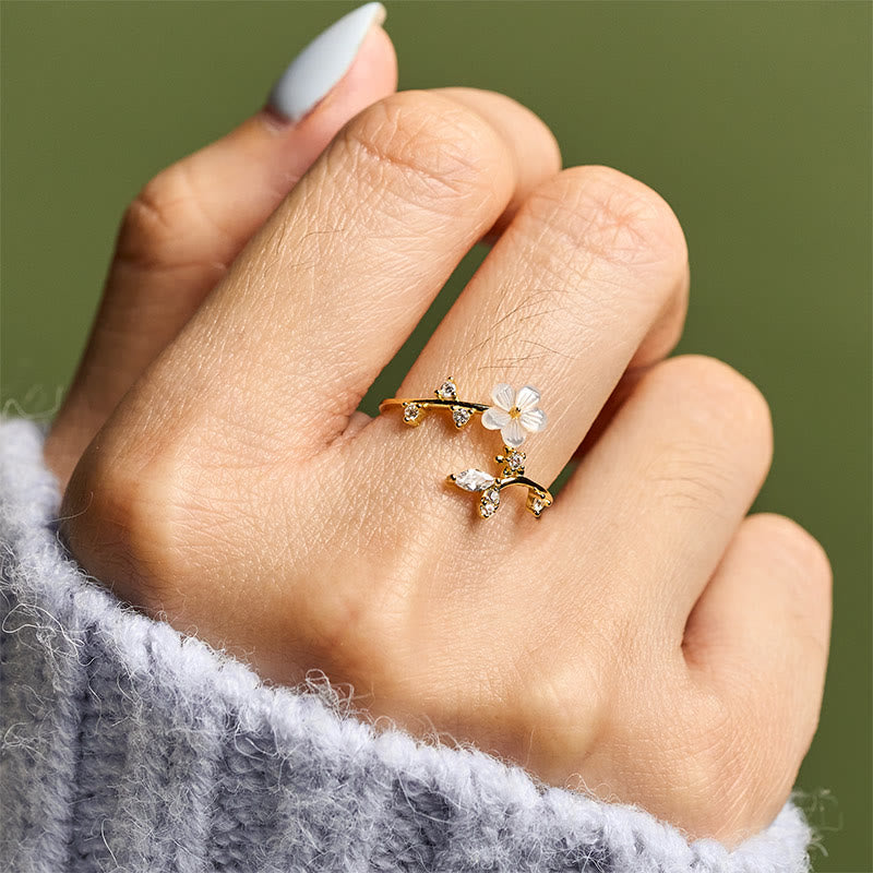 Bague de bénédiction ajustable en argent sterling 925 avec motif floral blanc et Buddha Stones - image 22