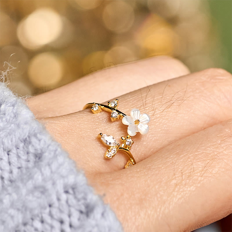 Bague de bénédiction ajustable en argent sterling 925 avec motif floral blanc et Buddha Stones - image 20