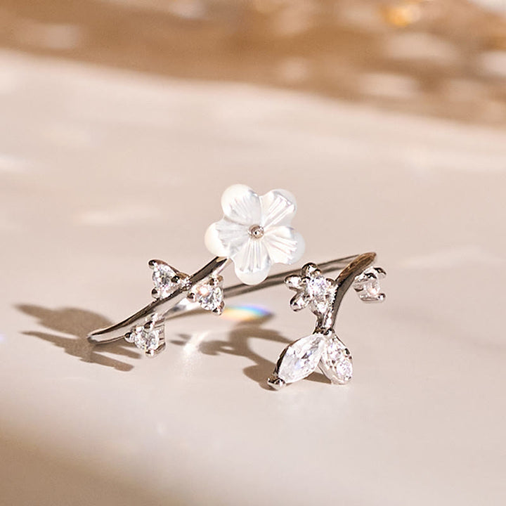 Bague de bénédiction ajustable en argent sterling 925 avec motif floral blanc et Buddha Stones - Argent - image 10