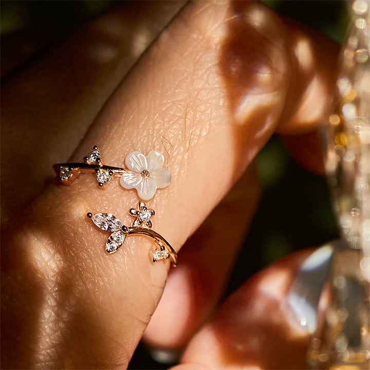 Bague de bénédiction ajustable en argent sterling 925 avec motif floral blanc et Buddha Stones - image 6