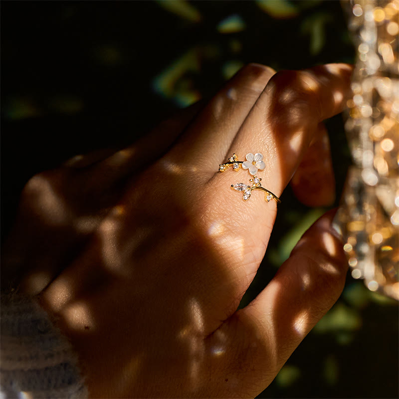 Bague de bénédiction ajustable en argent sterling 925 avec motif floral blanc et Buddha Stones - image 24