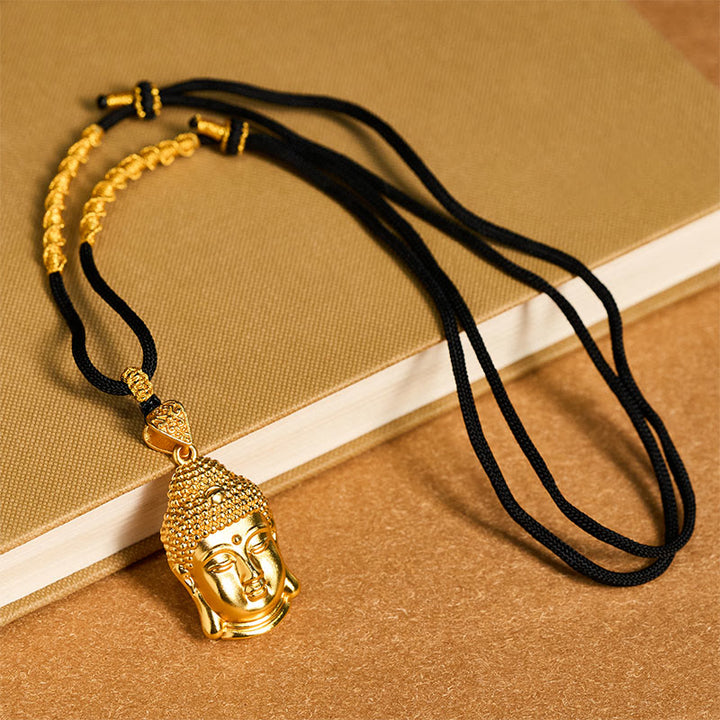Collier pendentif Sérénité en laiton plaqué or 24 carats avec symbole de Buddha Stones et cordon tressé - image 10