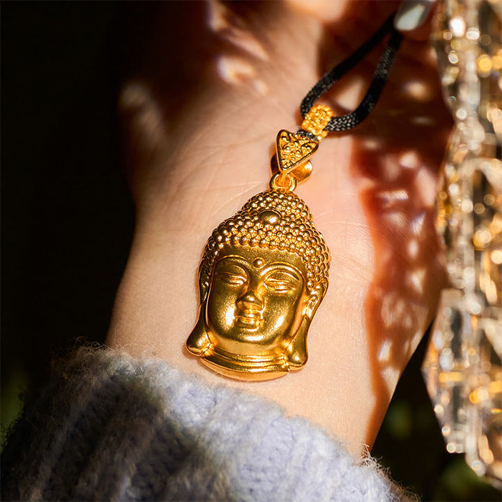Collier pendentif Sérénité en laiton plaqué or 24 carats avec symbole de Buddha Stones et cordon tressé - image 9