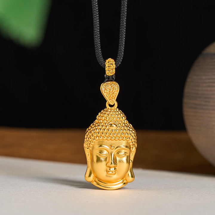 Collier pendentif Sérénité en laiton plaqué or 24 carats avec symbole de Buddha Stones et cordon tressé - Petit Bouddha (Dimensions : 18,8 x 32,6 mm) - image 0