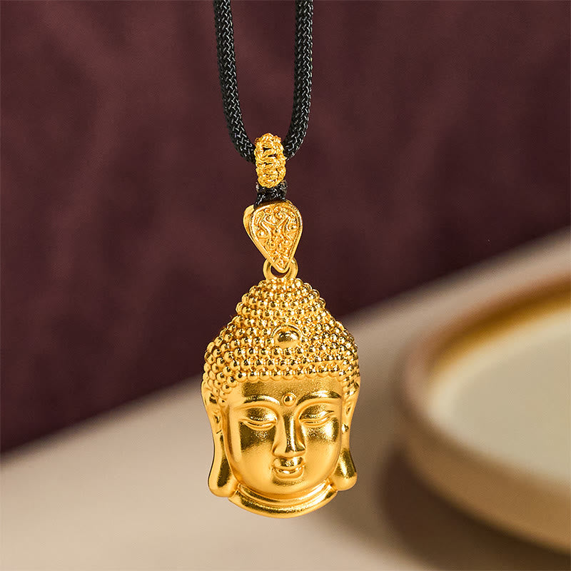 Collier pendentif Sérénité en laiton plaqué or 24 carats avec symbole de Buddha Stones et cordon tressé - image 7