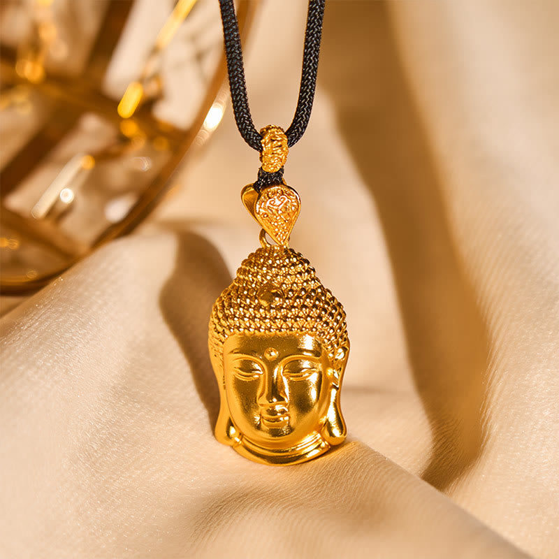 Collier pendentif Sérénité en laiton plaqué or 24 carats avec symbole de Buddha Stones et cordon tressé - image 8