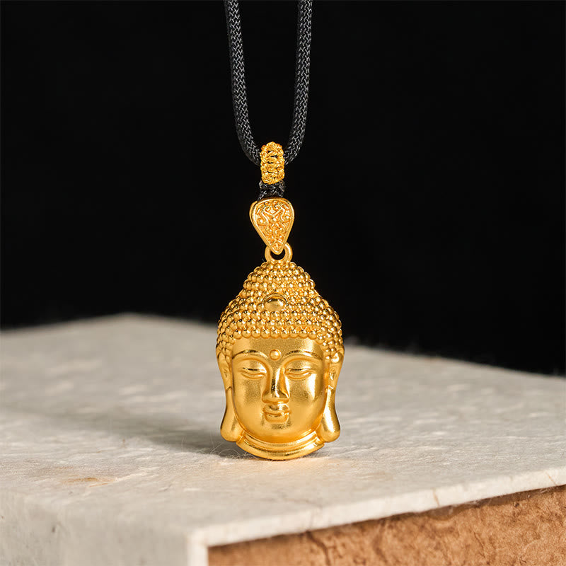 Collier pendentif Sérénité en laiton plaqué or 24 carats avec symbole de Buddha Stones et cordon tressé - image 1