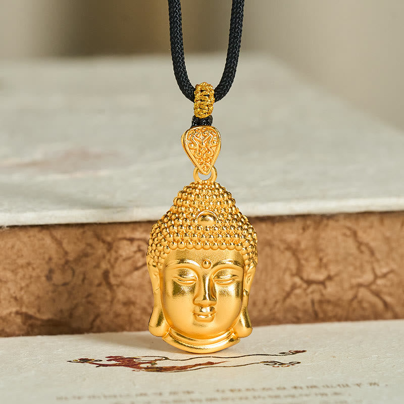 Collier pendentif Sérénité en laiton plaqué or 24 carats avec symbole de Buddha Stones et cordon tressé - image 6