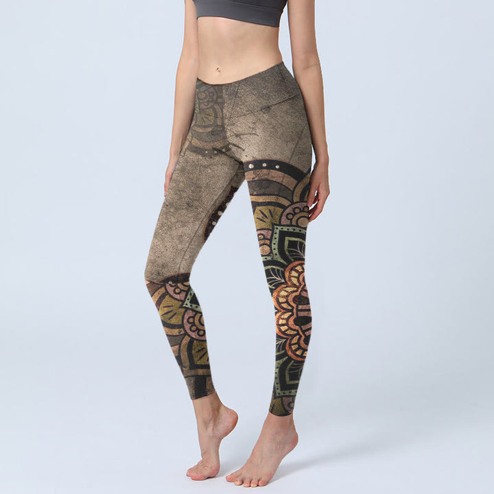 Leggings de sport pour femmes avec imprimé mandala de Buddha Stones - Gris foncé - US18，UK/AU22，EU50 (4XL) - image 0