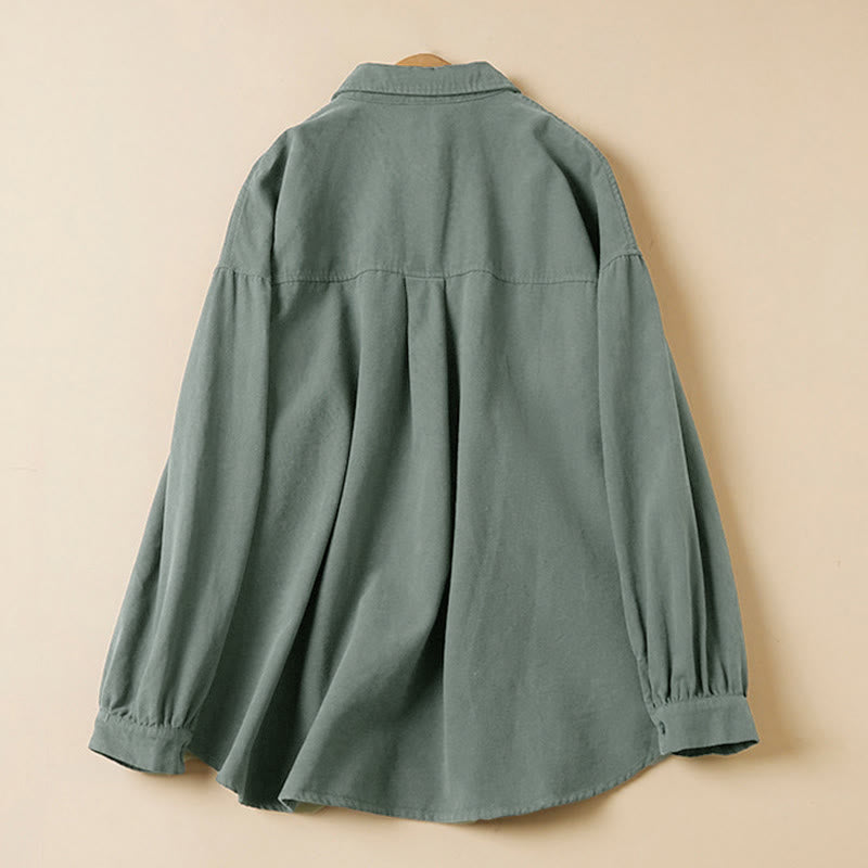 Chemise décontractée à manches longues et col montant pour femme, en coton, avec boutons et Buddha Stones - image 1