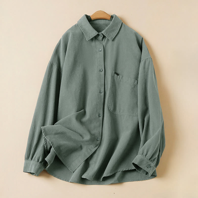 Chemise décontractée à manches longues et col montant pour femme, en coton, avec boutons et Buddha Stones - SteelBlue - US14，UK/AU18，EU46 (2XL) - image 0