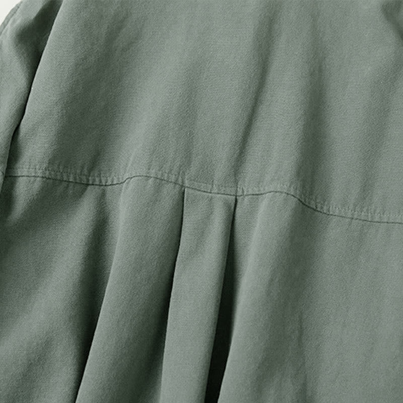 Chemise décontractée à manches longues et col montant pour femme, en coton, avec boutons et Buddha Stones - image 2