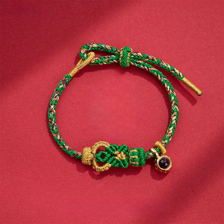 Bracelet de Buddha Stones tissées à la main avec des nœuds de Bouddha - Vert (Tour de poignet : 14-23 cm) - image 6