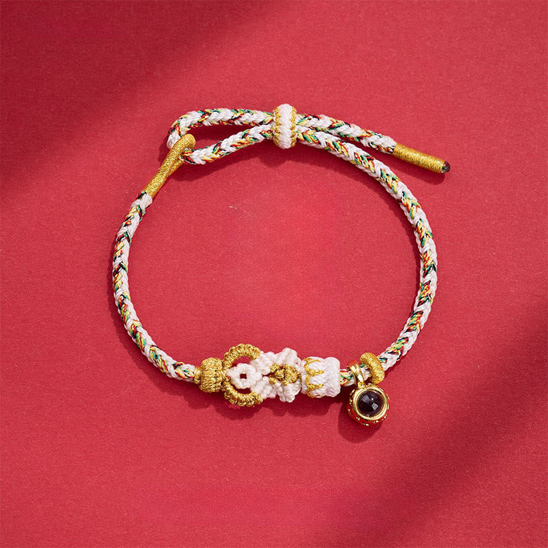 Bracelet de Buddha Stones tissées à la main avec des nœuds de Bouddha - Blanc (Tour de poignet : 14-23 cm) - image 8