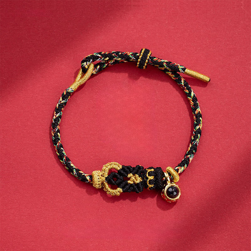 Bracelet de Buddha Stones tissées à la main avec des nœuds de Bouddha - Noir (Tour de poignet : 14-23 cm) - image 11