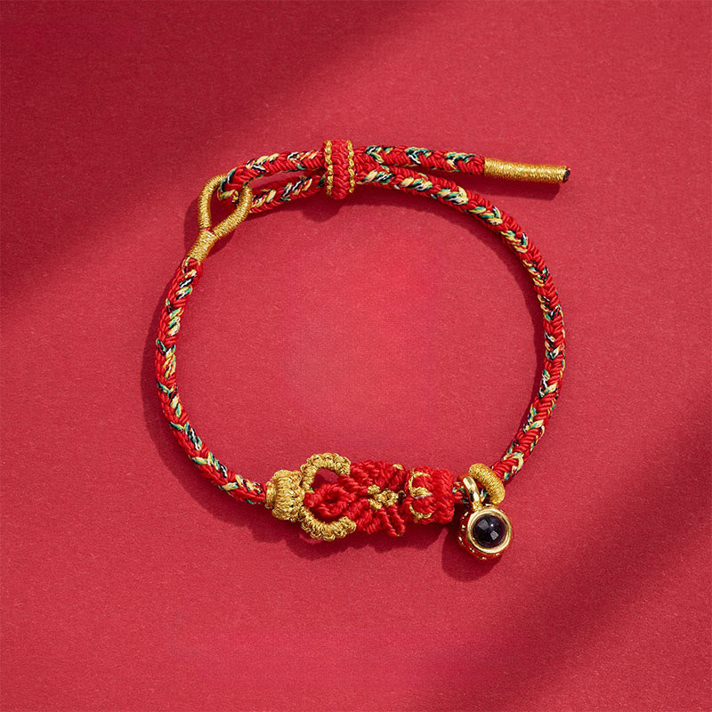 Bracelet de Buddha Stones tissées à la main avec des nœuds de Bouddha - Rouge (Tour de poignet : 14-23 cm) - image 5