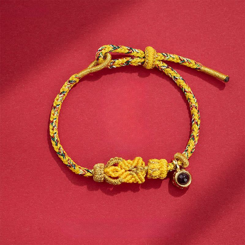 Bracelet de Buddha Stones tissées à la main avec des nœuds de Bouddha - Jaune clair (Tour de poignet : 14-23 cm) - image 10