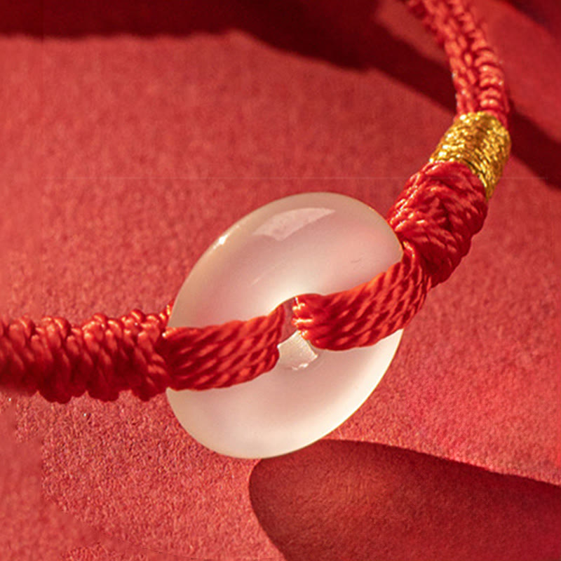 Bracelet tressé en calcédoine blanche et Buddha Stones, boucle de paix - image 3