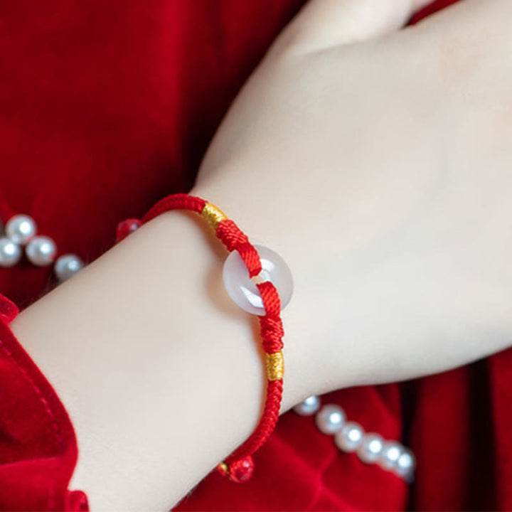Bracelet tressé en calcédoine blanche et Buddha Stones, boucle de paix - image 4