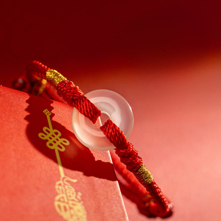 Bracelet tressé en calcédoine blanche et Buddha Stones, boucle de paix - image 2