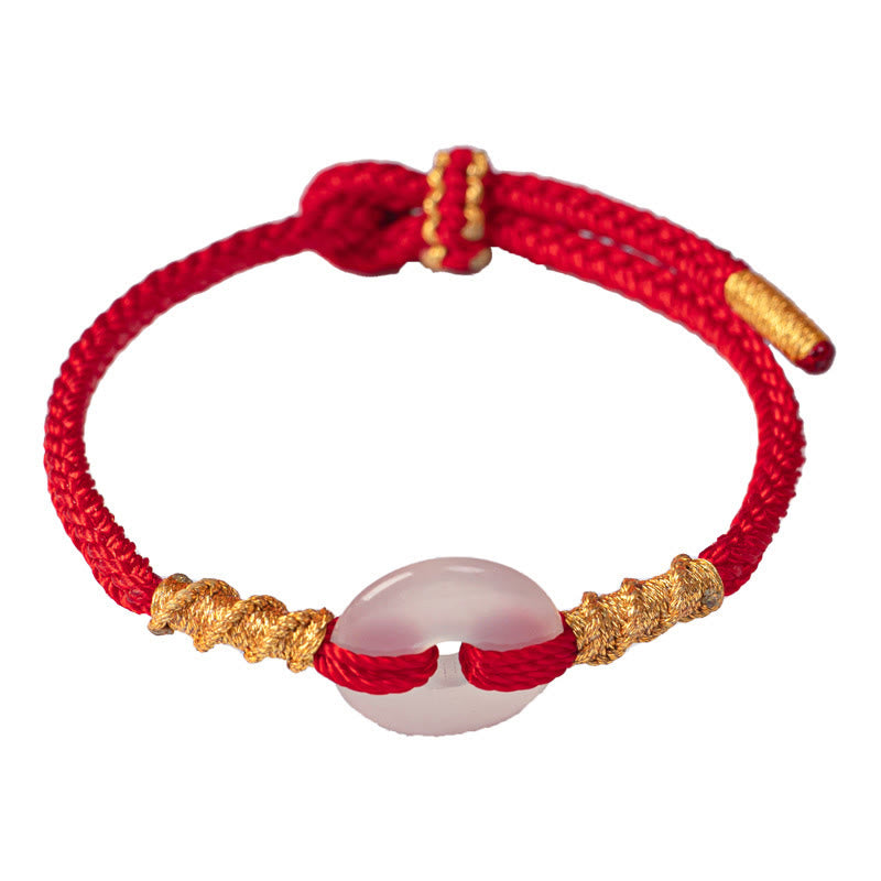 Bracelet à boucle de la paix en calcédoine blanche et Buddha Stones, avec nœud de corde. - image 14