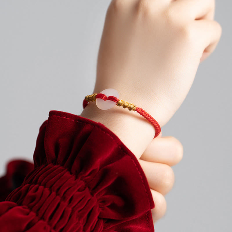 Bracelet à boucle de la paix en calcédoine blanche et Buddha Stones, avec nœud de corde. - image 12