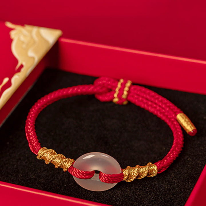 Bracelet à boucle de la paix en calcédoine blanche et Buddha Stones, avec nœud de corde. - image 11