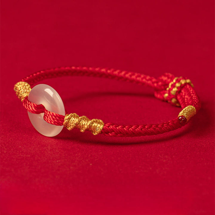 Bracelet à boucle de la paix en calcédoine blanche et Buddha Stones, avec nœud de corde. - image 10