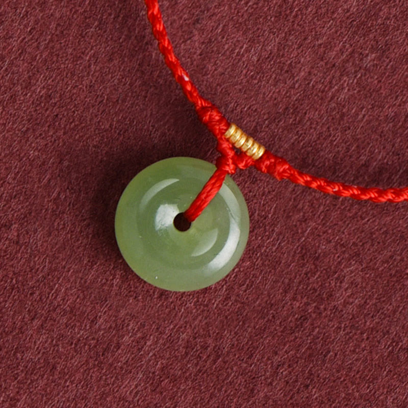 Bracelet de cheville en jade Hetian naturel avec boucle de paix et Buddha Stones, orné d'un cordon symbole d'abondance. - image 3