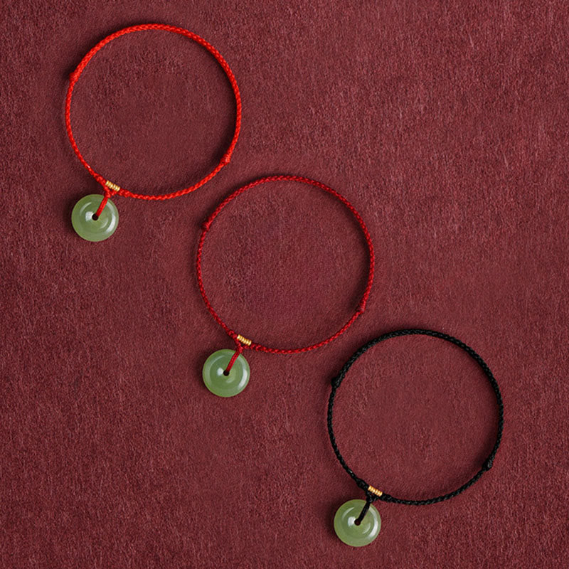 Bracelet de cheville en jade Hetian naturel avec boucle de paix et Buddha Stones, orné d'un cordon symbole d'abondance. - image 13