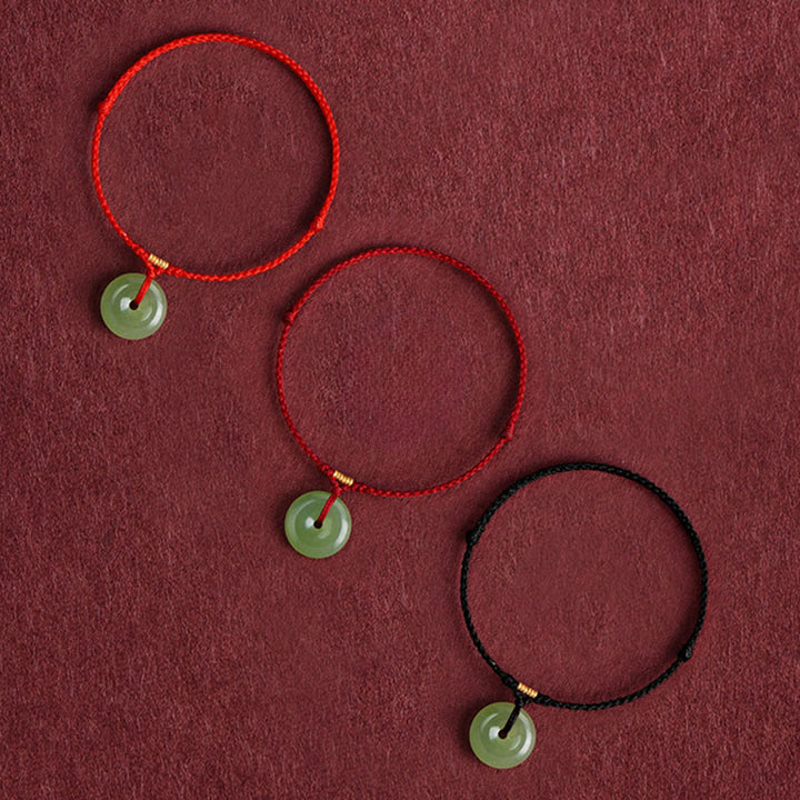 Bracelet de cheville en jade Hetian naturel avec boucle de paix et Buddha Stones, orné d'un cordon symbole d'abondance. - image 13