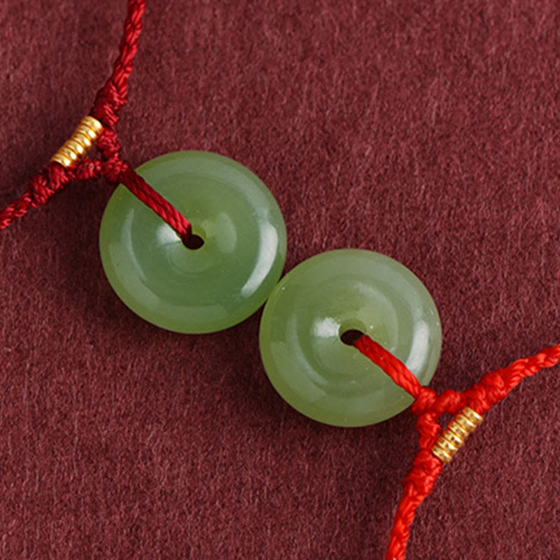 Bracelet de cheville en jade Hetian naturel avec boucle de paix et Buddha Stones, orné d'un cordon symbole d'abondance. - image 12