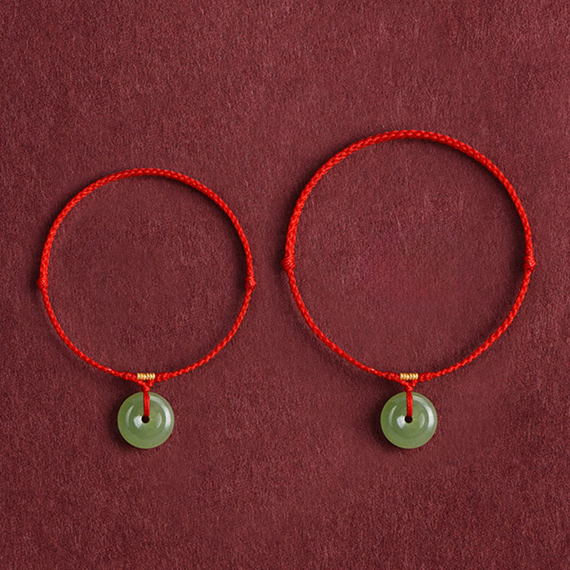 Bracelet de cheville en jade Hetian naturel avec boucle de paix et Buddha Stones, orné d'un cordon symbole d'abondance. - image 11