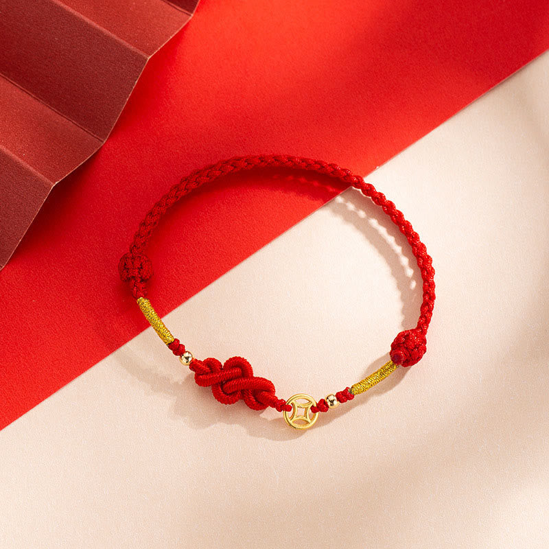 Bracelet de protection tressé en cuivre avec nœud Ruyi et Buddha Stones - image 1