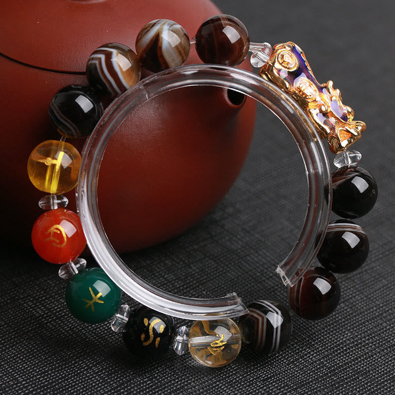 Bracelet Pi Xiu positif en Buddha Stones de sardonyx aux cinq éléments et aux couleurs changeantes - image 9