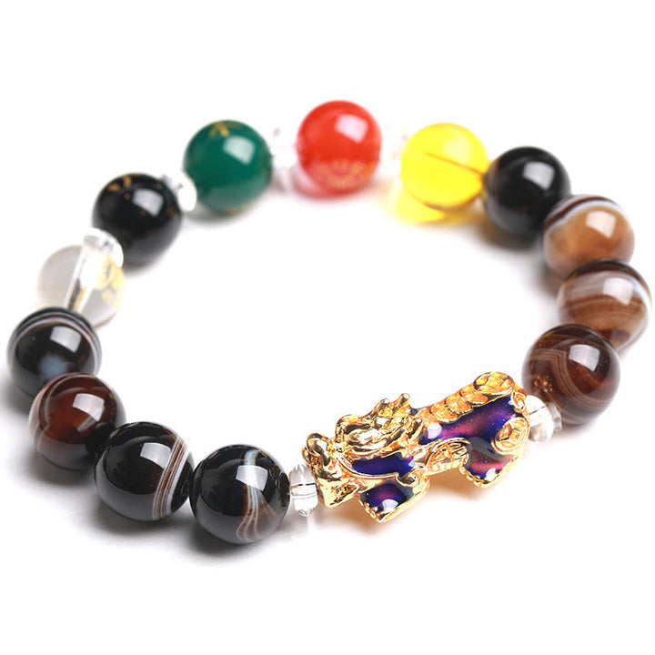 Bracelet Pi Xiu positif en Buddha Stones de sardonyx aux cinq éléments et aux couleurs changeantes - image 10