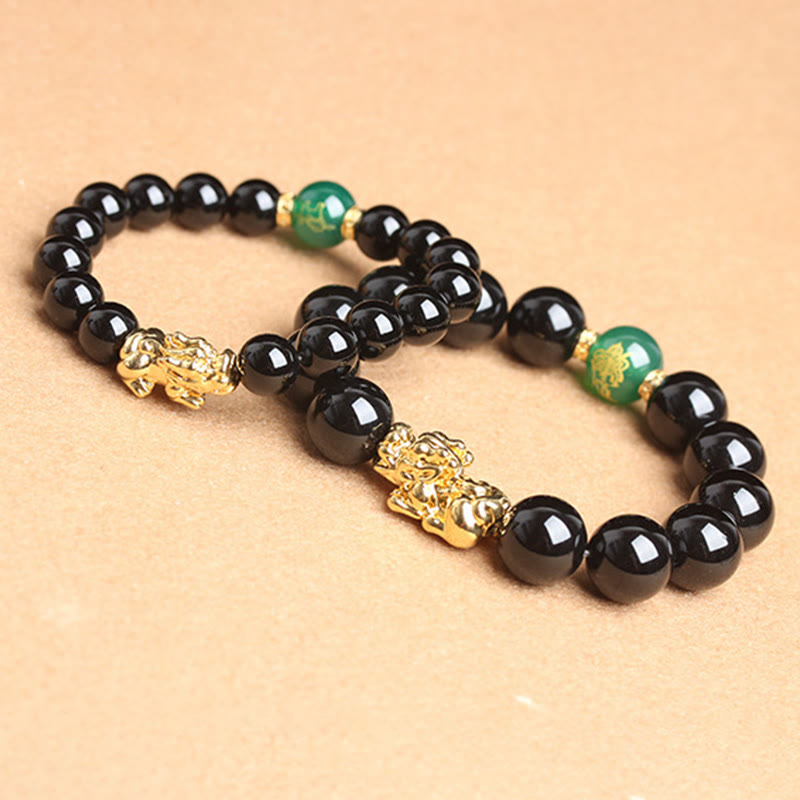 Bracelet de protection Pi Xiu en Buddha Stones, onyx noir, agate verte et perles d'onyx. - image 11
