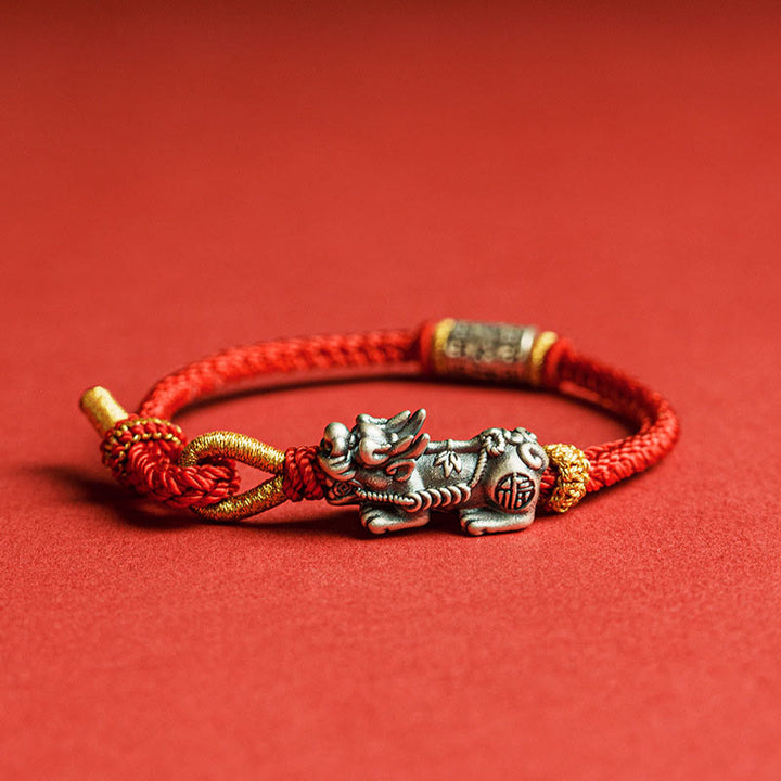 Bracelet de protection en argent sterling 925 Buddha Stones Pixiu Om Mani Padme Hum - 18-19 cm - image 0