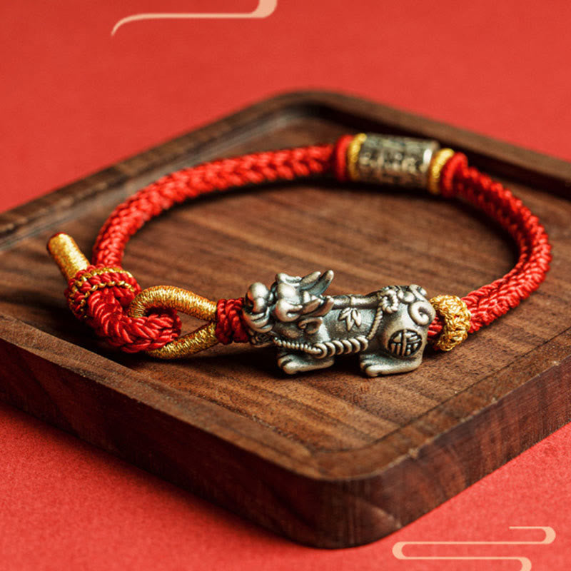 Bracelet de protection en argent sterling 925 Buddha Stones Pixiu Om Mani Padme Hum - image 1