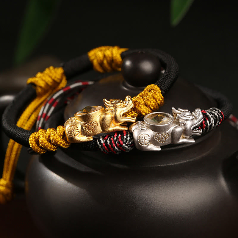 Bracelet en corde tressée à la main Pi Xiu Buddha Stones et porte-bonheur - image 0