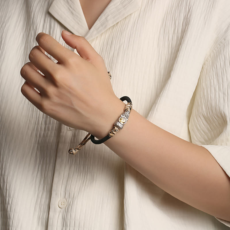 Bracelet en corde tressée à la main Pi Xiu Buddha Stones et porte-bonheur - image 3