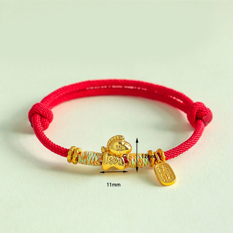 Bracelet porte-bonheur tressé Buddha Stones Année du Cheval, cordon rouge et cordon noir - image 4