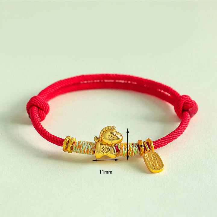 Bracelet porte-bonheur tressé Buddha Stones Année du Cheval, cordon rouge et cordon noir - image 4