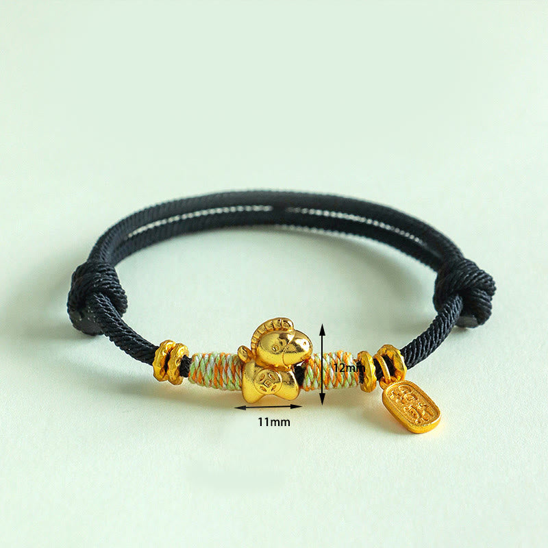 Bracelet porte-bonheur tressé Buddha Stones Année du Cheval, cordon rouge et cordon noir - image 14