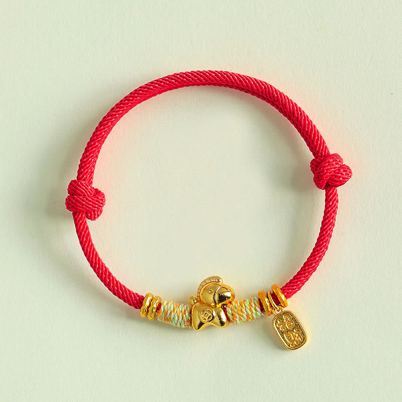 Bracelet porte-bonheur tressé Buddha Stones Année du Cheval, cordon rouge et cordon noir - image 3