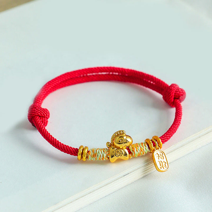 Bracelet porte-bonheur tressé Buddha Stones Année du Cheval, cordon rouge et cordon noir - image 2