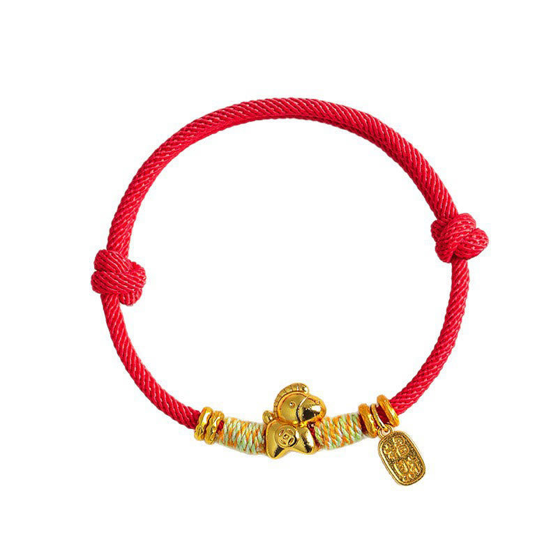 Bracelet porte-bonheur tressé Buddha Stones Année du Cheval, cordon rouge et cordon noir - image 5
